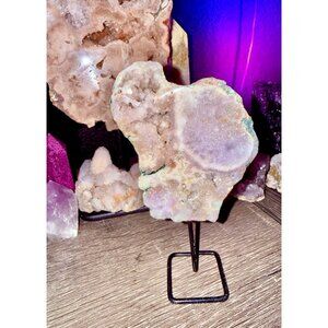 Pink Amethyst Druzy Slab on Stand | Healing Crystal | 3.78”
